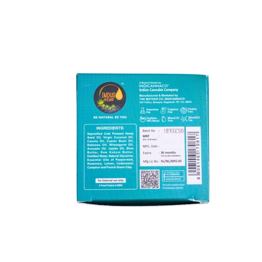 Indus Hemp French Emerald Green Clay | Luxury Shampoo Bar | Hydrates & Rejuvenates Normal To Oily Hair.