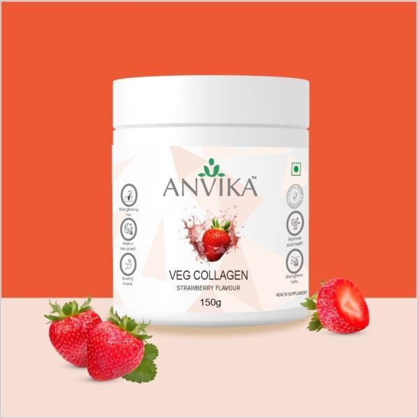 Anvika Veg Collagen 150 gm Strawberry Flavored for Skin & Hair.