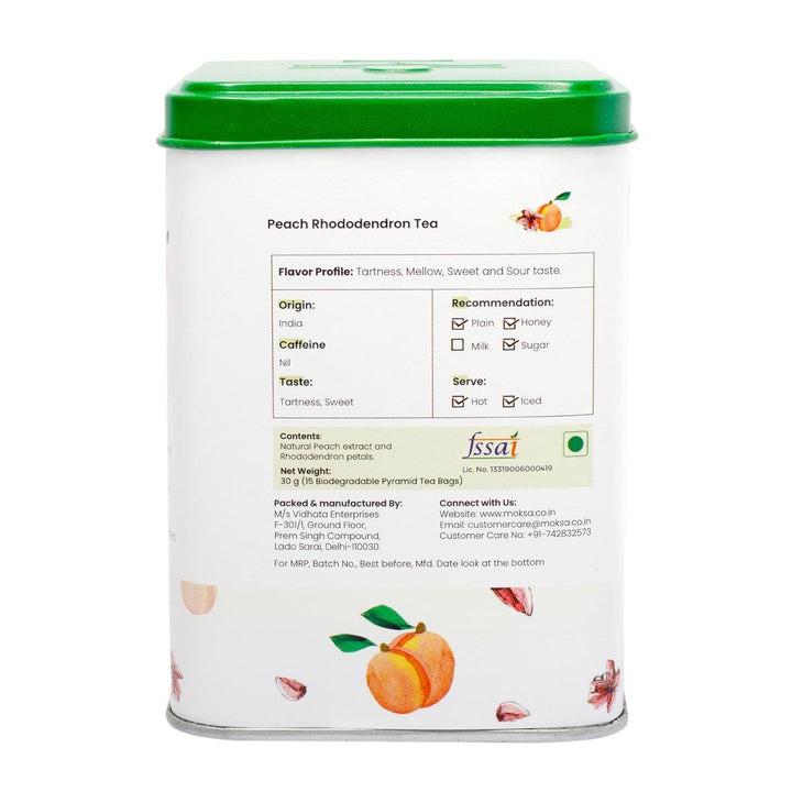 Moksa Peach Rhododendron Tea – 15 Biodegradable Pyramid Teabags – 30 Gm.