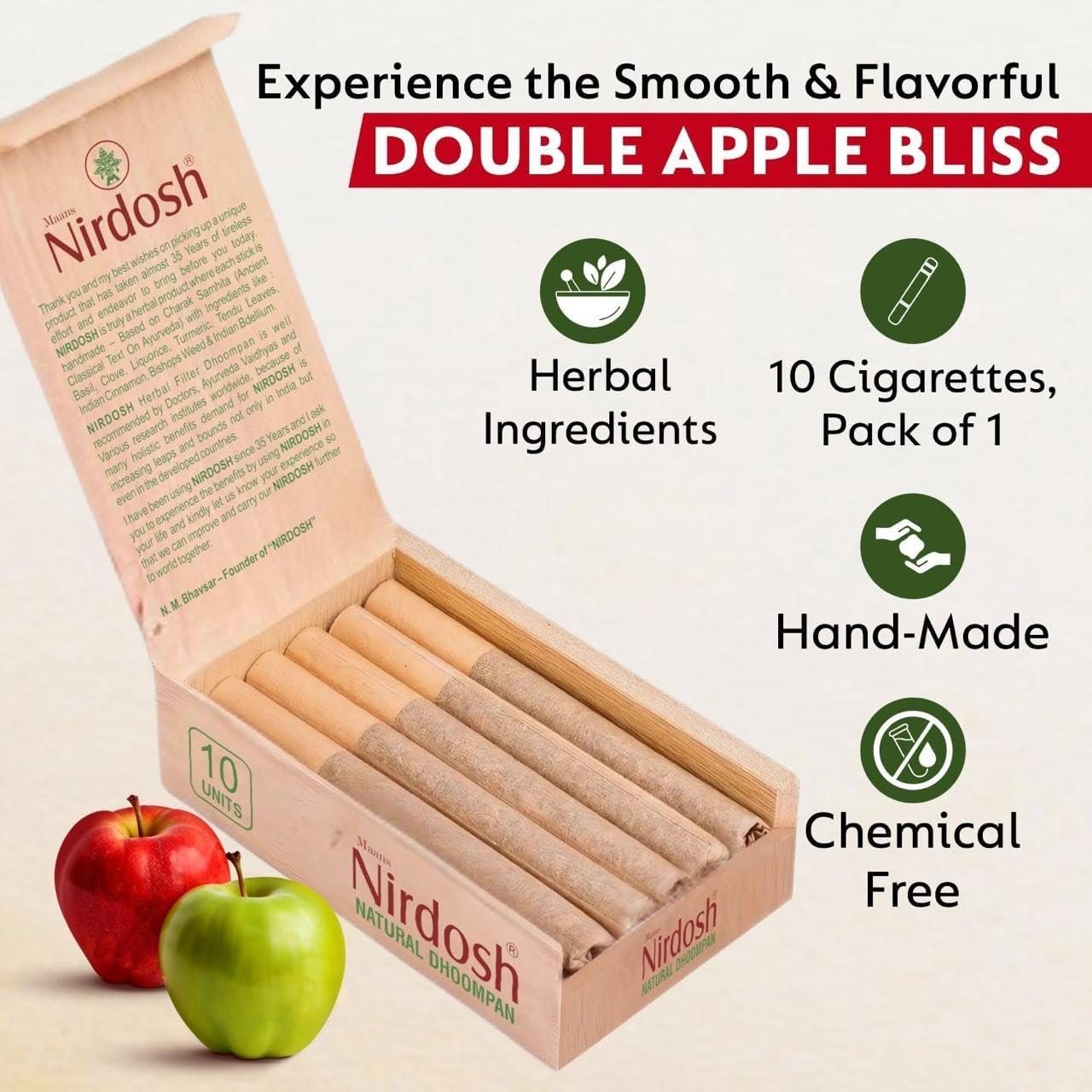 Nirdosh Herbal Smoke Sticks Double Apple Flavor | 100% Tobacco & Nicotine-Free Ayurvedic Dhoompan.
