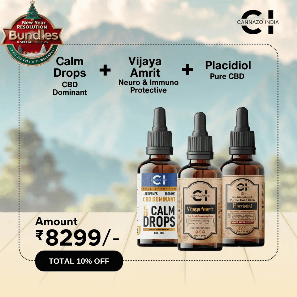 CBD Oil - Cannazo CBD Rich Kit – Calm Drops Cbd Dominant, Placidiol: Pure Cbd, Vijaya Amrit: 4:1 Cbd Rich