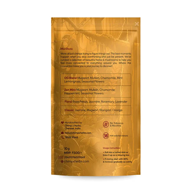 Chimp x Herbs 4 Blend Kit (4 x 10G) + Free Earth Roll | Tobacco & Nicotine-Free Herbal Blends