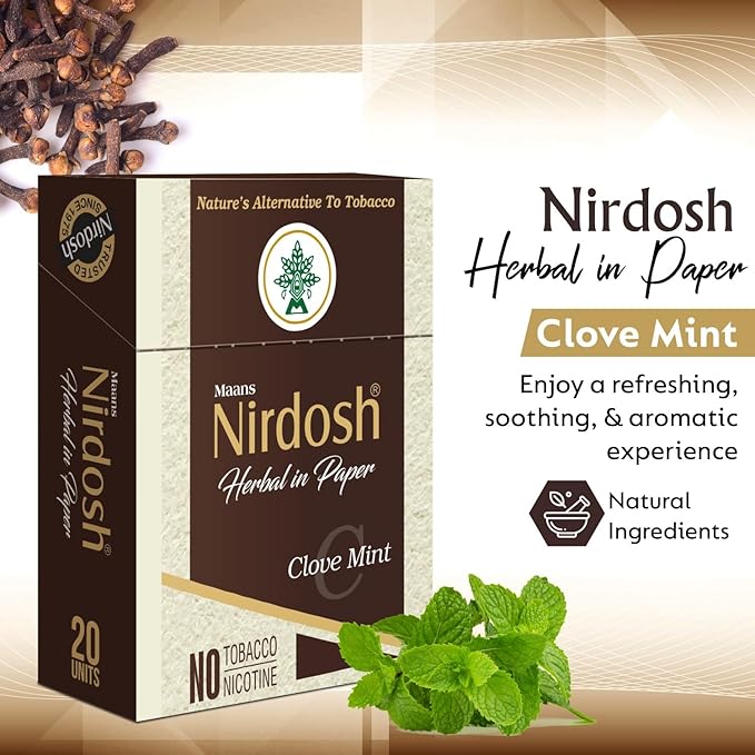 Nirdosh Herbal Smoke Sticks – Clove Mint | Tobacco & Nicotine-Free Herbal Cigarette