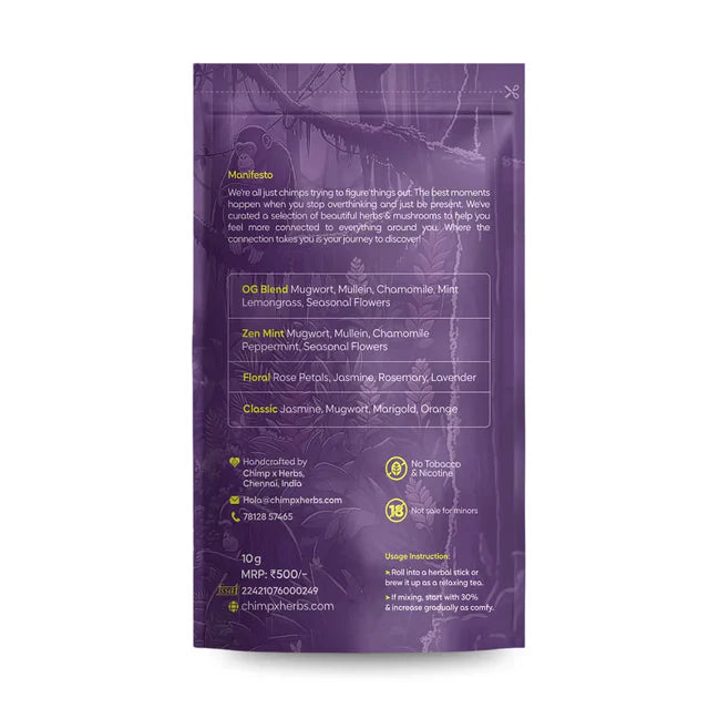 Chimp x Herbs Floral Blend 10G | Tobacco & Nicotine-Free Herbal Blend