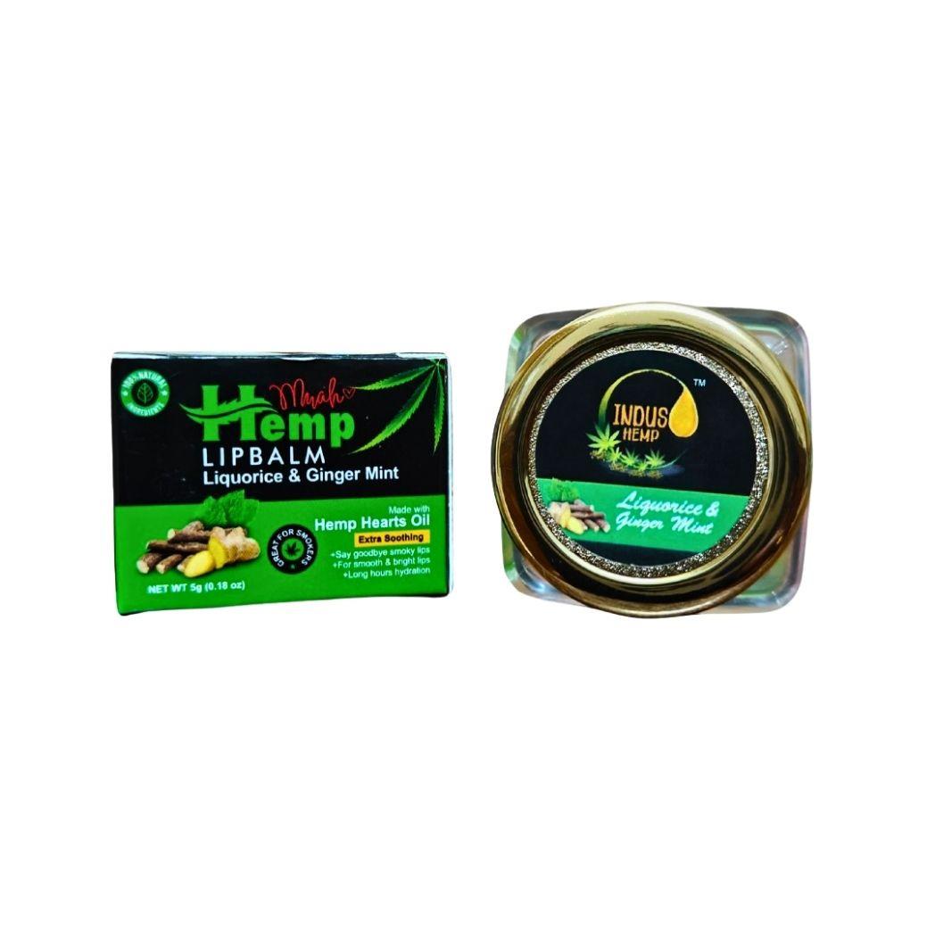 Indus Hemp Lip Balm | Liquorice & Ginger Mint | SPF 15 Lightens Dark/Nicotine Lips & Freshens Breath.
