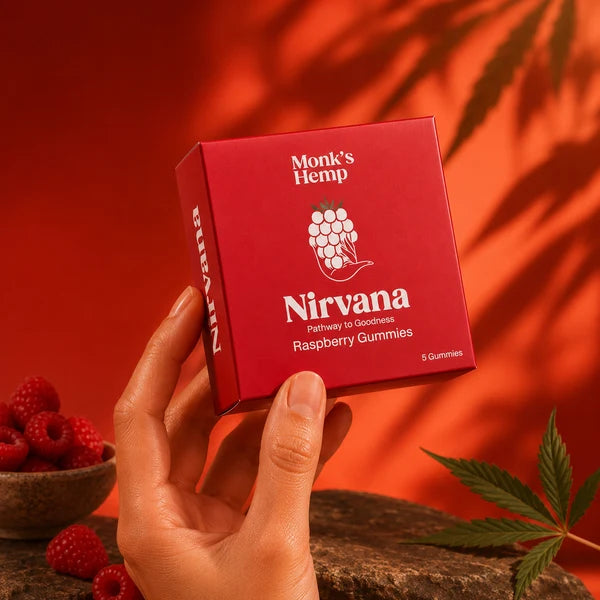 Monk’s Hemp Nirvana Medical Cannabis Gummies | Raspberry-Infused Botanical Chews for Mind & Body