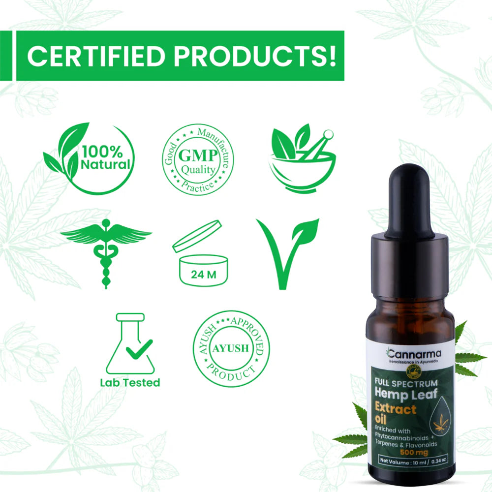 Cannarma Ultra premium Full Spectrum Cannabis Leaf Extract Oil (500mg).