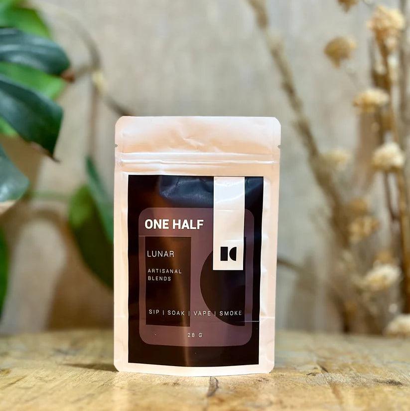 One Half- Lunar 28gm | Herbal Smoking BlendHerbal BlendOne Half- Lunar 28gm | Herbal Smoking Blend | Multi-Use Artisanal Blends