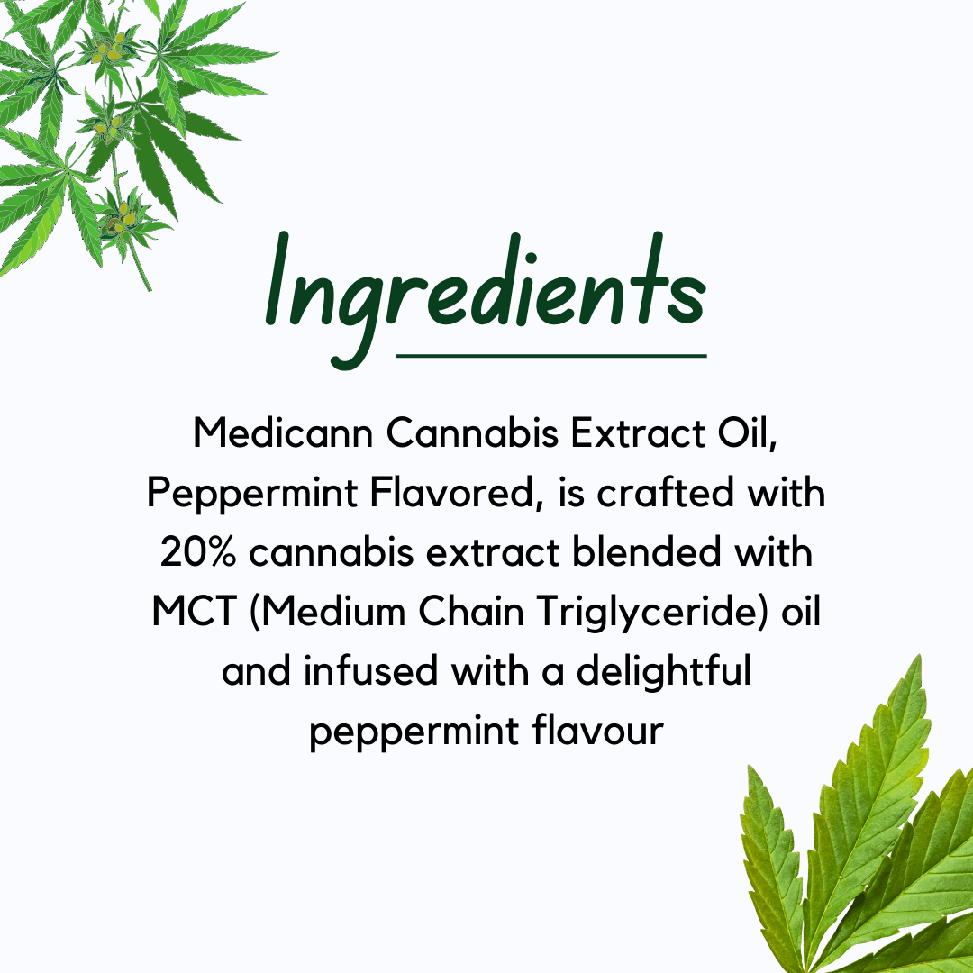 Medicann- Cannabis Leaf Extract Oil - Peppermint FlavourCBD OilCannabis Leaf Extract Oil - Medicann Peppermint