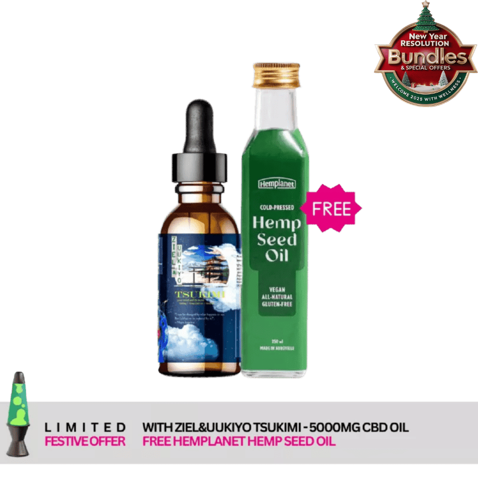 Free Hemplanet Hemp Seed Oil with Ziel&Uukiyo TSUKIMI - 5000mg CBD Oil