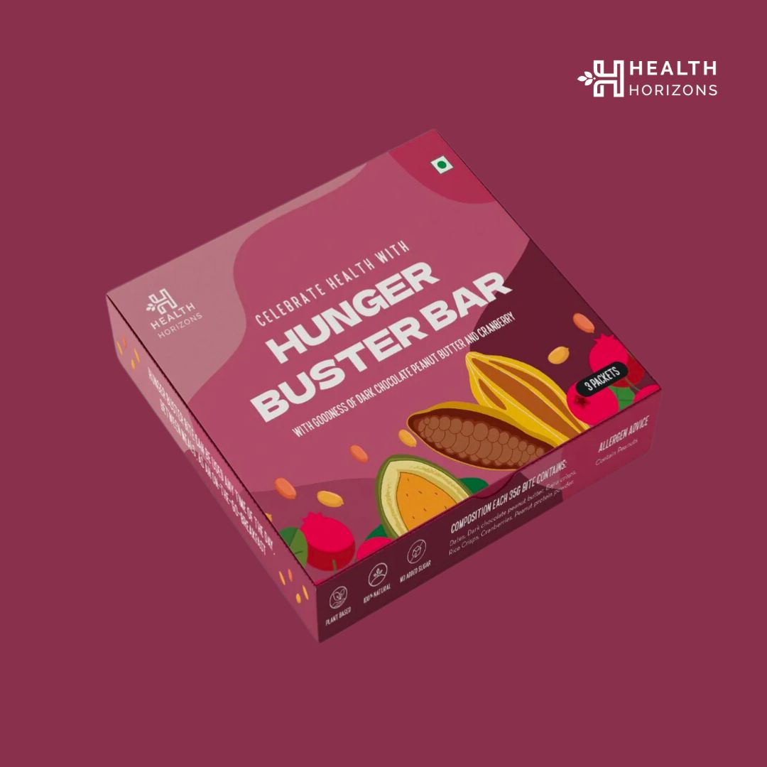 Health Horizon Hunger Buster Bar- Made With Bajra, Rice Crisps And Dates- Pack of 3