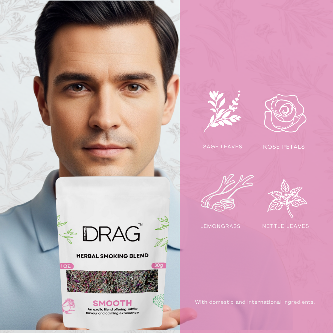 Drag Smooth - Herbal Smoking Blend | Rose Petals, Lemongrass & Sage
