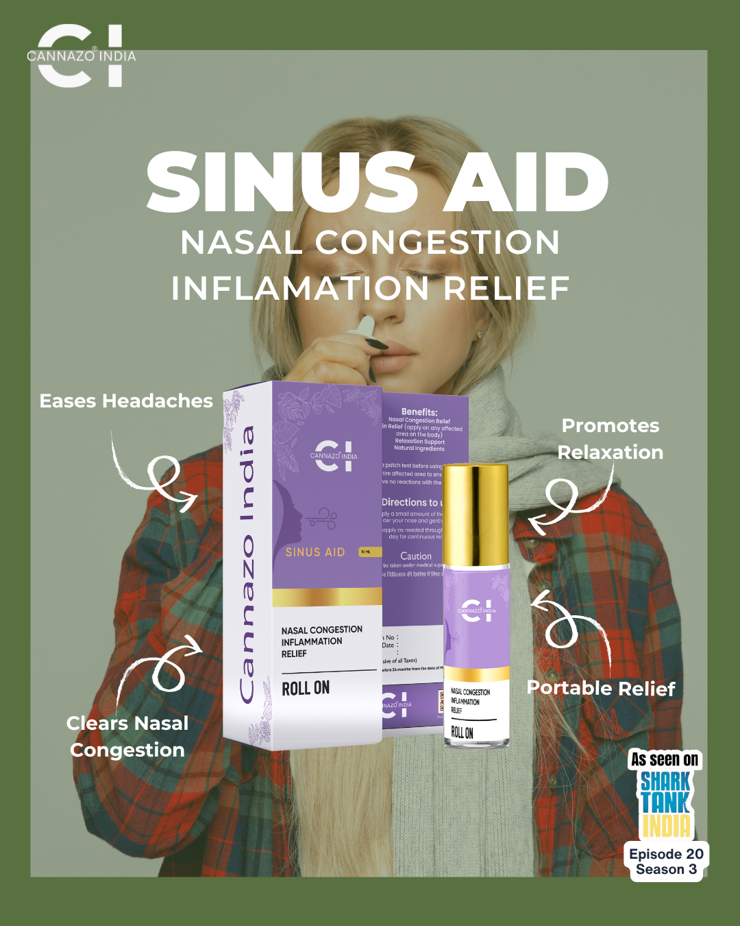 Cannazo Sinus Aid Relaxing – Advanced Sinus Unblocker – Cannabis Roll On