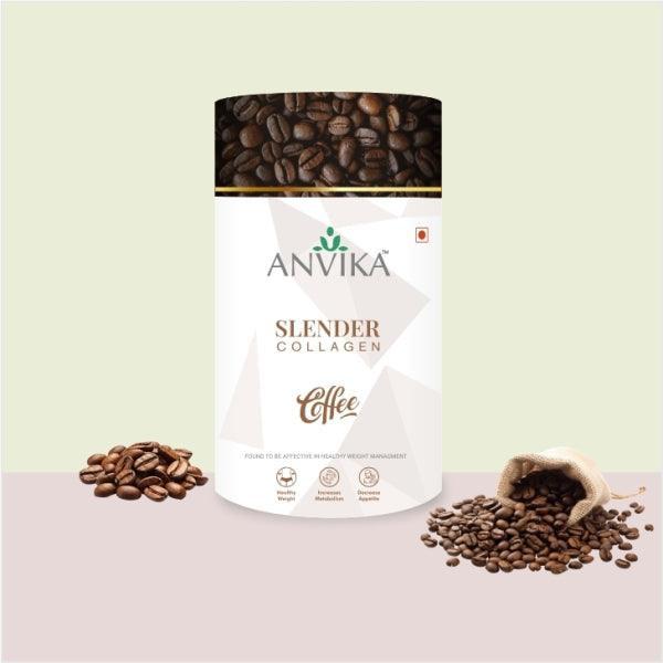 Anvika Slender Collagen with 100% Arabica Coffee & Marine Collagen Peptides for Weight Management.