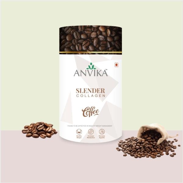 Anvika Slender Collagen with 100% Arabica Coffee & Marine Collagen Peptides for Weight ManagementSlender CollagenAnvika Collagen with Coffee - Weight Management | Boost Metabolism