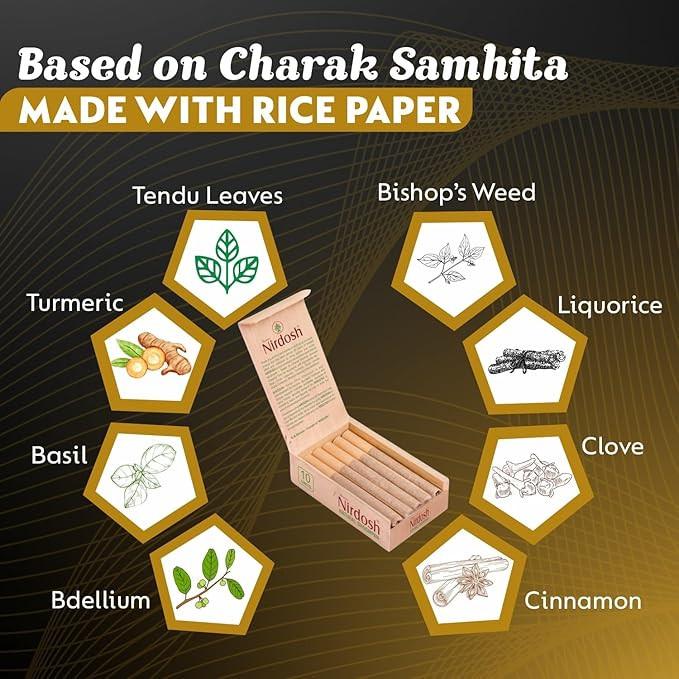 Nirdosh Herbal Smoke Sticks – Premium Flavor 100% Tobacco & Nicotine Free – Natural Ayurvedic Dhoompan.