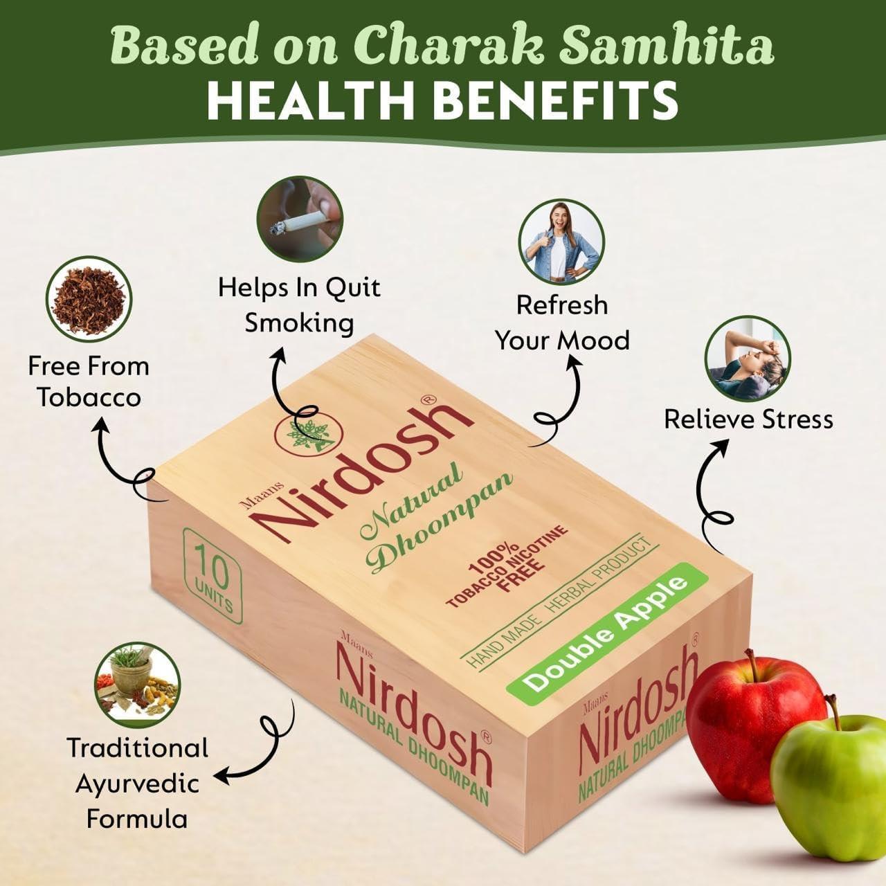 Nirdosh Herbal Smoke Sticks Double Apple Flavor | 100% Tobacco & Nicotine-Free Ayurvedic Dhoompan.