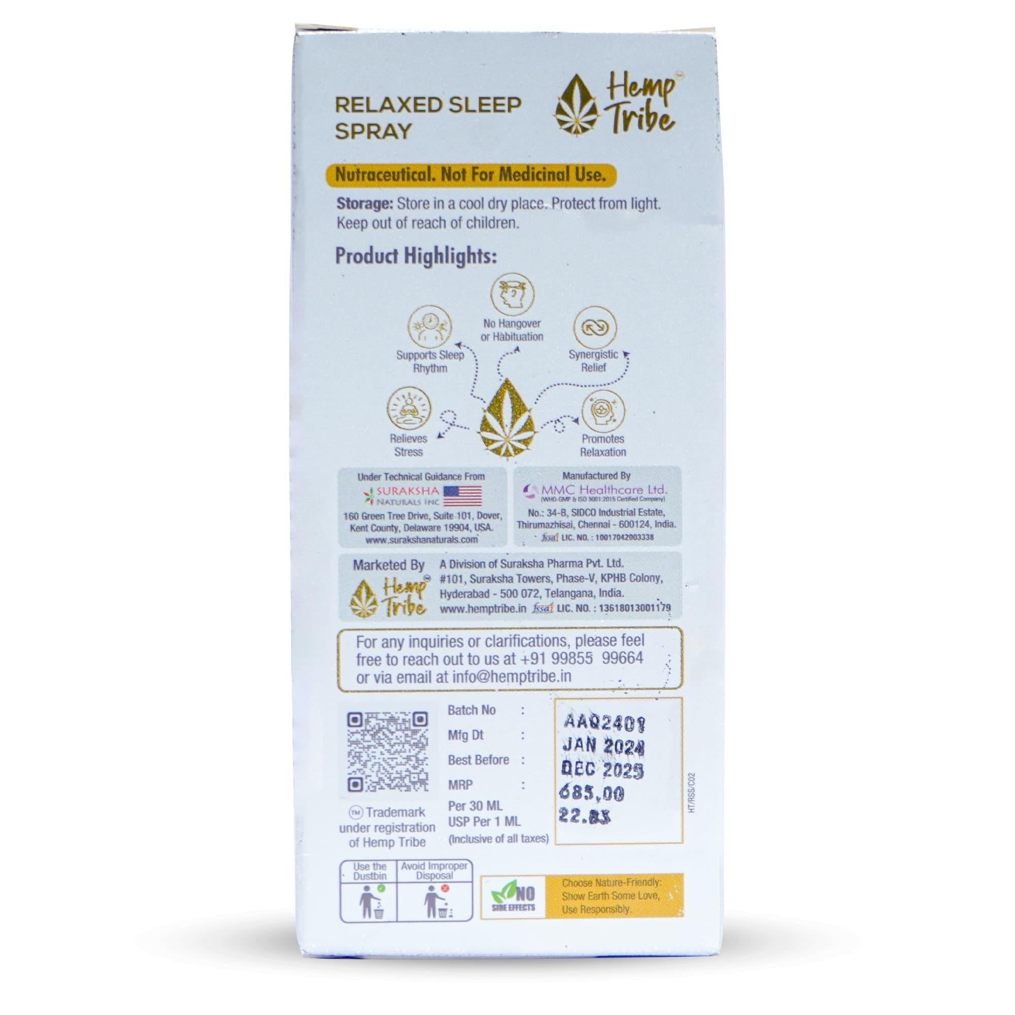 Hemp Tribe- Relaxed sleep Spray.