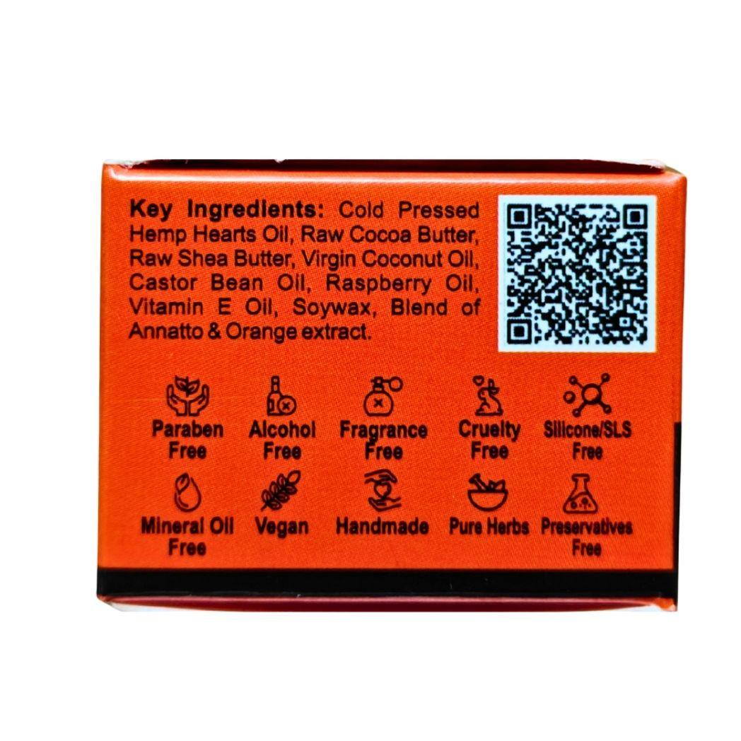 Indus Hemp Lip Balm Annatto & Orange | SPF 15 For Plumper & Supple Lips.