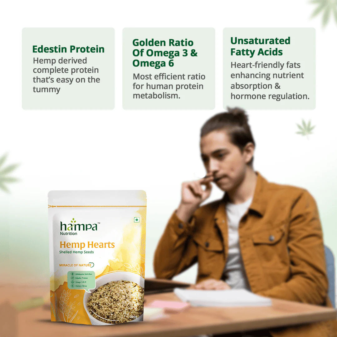Hampa Wellness - Hemp Hearts | Shelled Hemp SeedsHemp HeartsHampa Hemp Hearts - Nutrition Benefits | Protein & Omega
