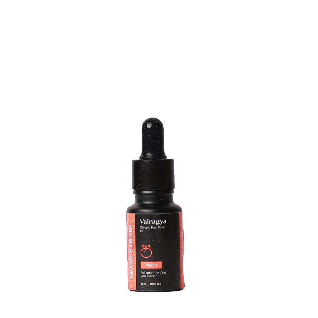 Monk's Hemp Vairagya - The Ultimate Relief CBD Oil (1:1) - PeachCBD + THC OilMonk's Hemp Vairagya CBD Oil - Pain Relief | Peach Flavor