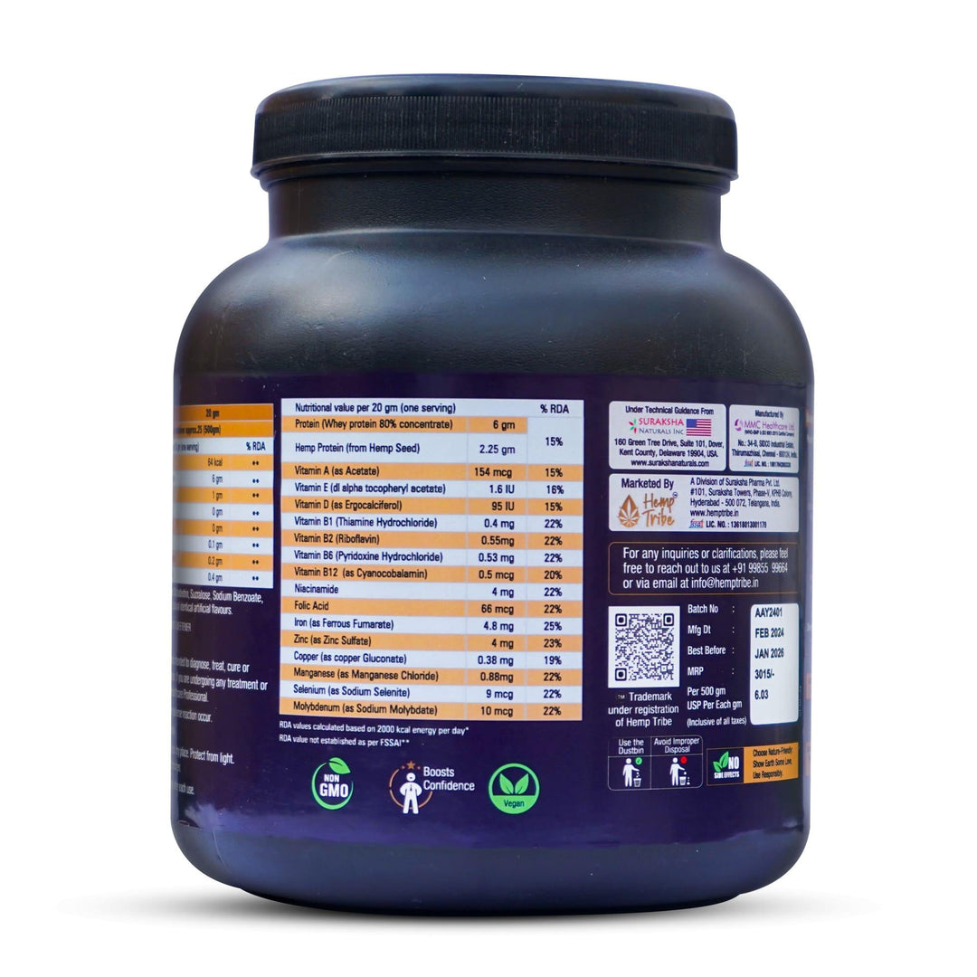 Hemp Tribe- MuscleFit | Natural Nutrition for Muscle Growth and RecoveryMultivitamin SupplementsHemp Tribe MuscleFit - Hemp Protein Recovery | Natural Nutrition