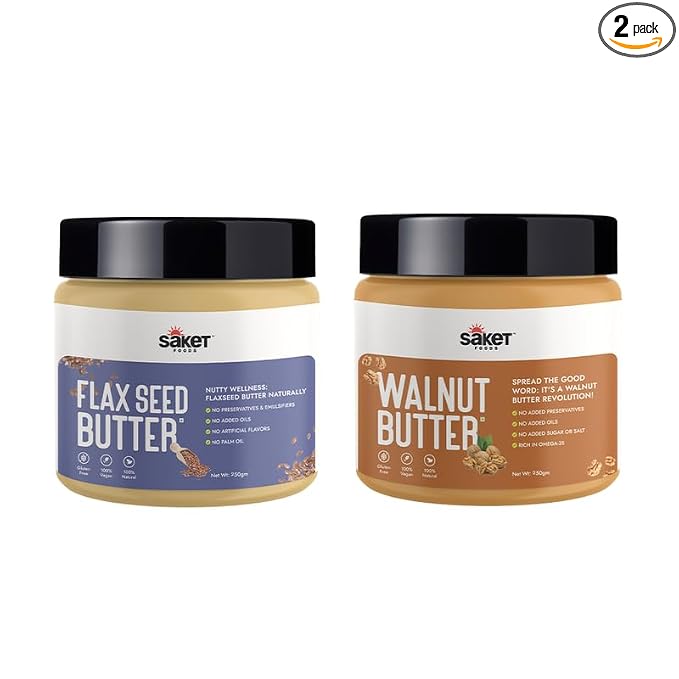 Saket Foods Flax Seed Butter & Walnut Butter Combo - Nut Butter | Flax Seed & Walnut
