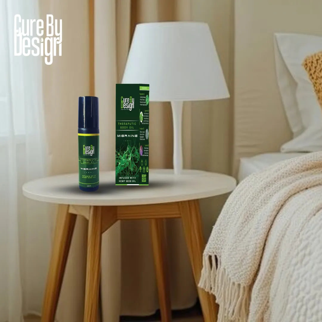 Cure By Design Therapeutic Body Oil Roll-On for Migraine Relief.