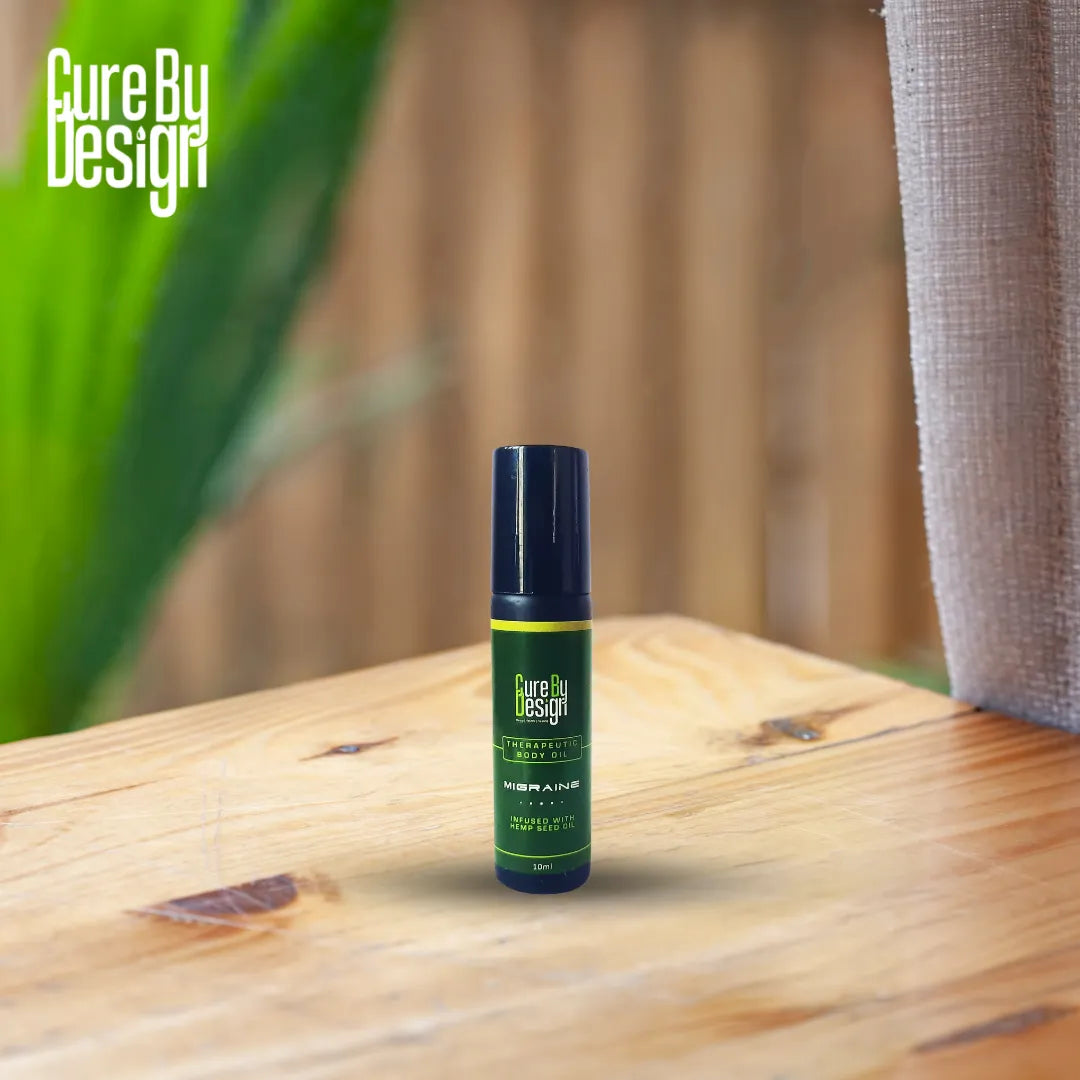 Cure By Design Therapeutic Body Oil Roll-On for Migraine Relief.