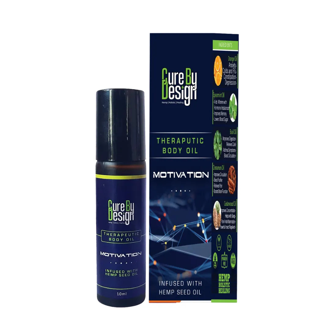 Cure By Design Motivation Roll-On 10ML – Natural Aromatherapy Blend for Energy & Positivity.