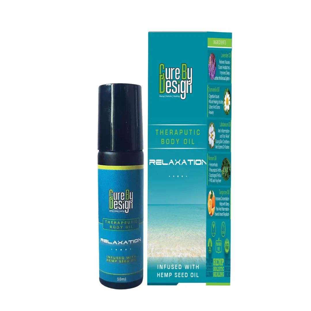 Cure By Design Therapeutic Healing Roll On – Relaxation with Hemp Seed & Essential Oils (10ml).