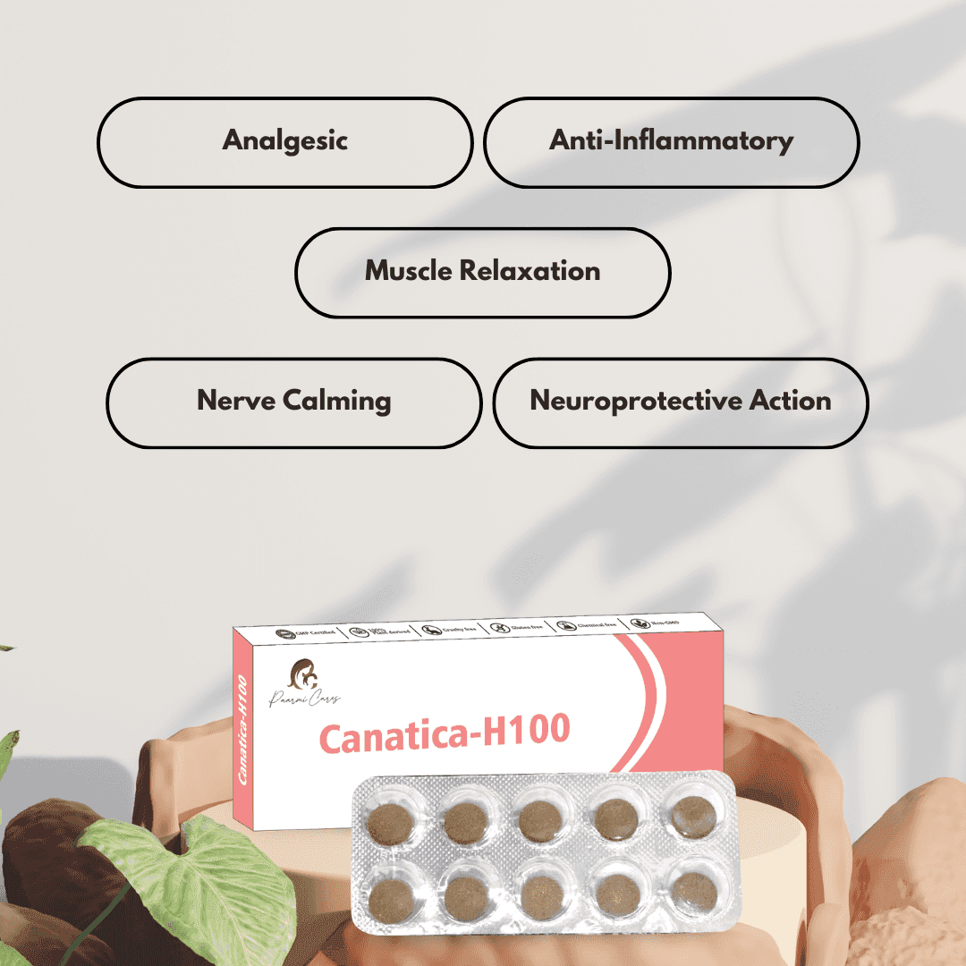 Paarmi Cares- Canatica-H100 (For Neuralgic Pain, Sciatica, Paralysis)TabletsCanatica-H100 for Sciatica and Pain Relief | Analgesic