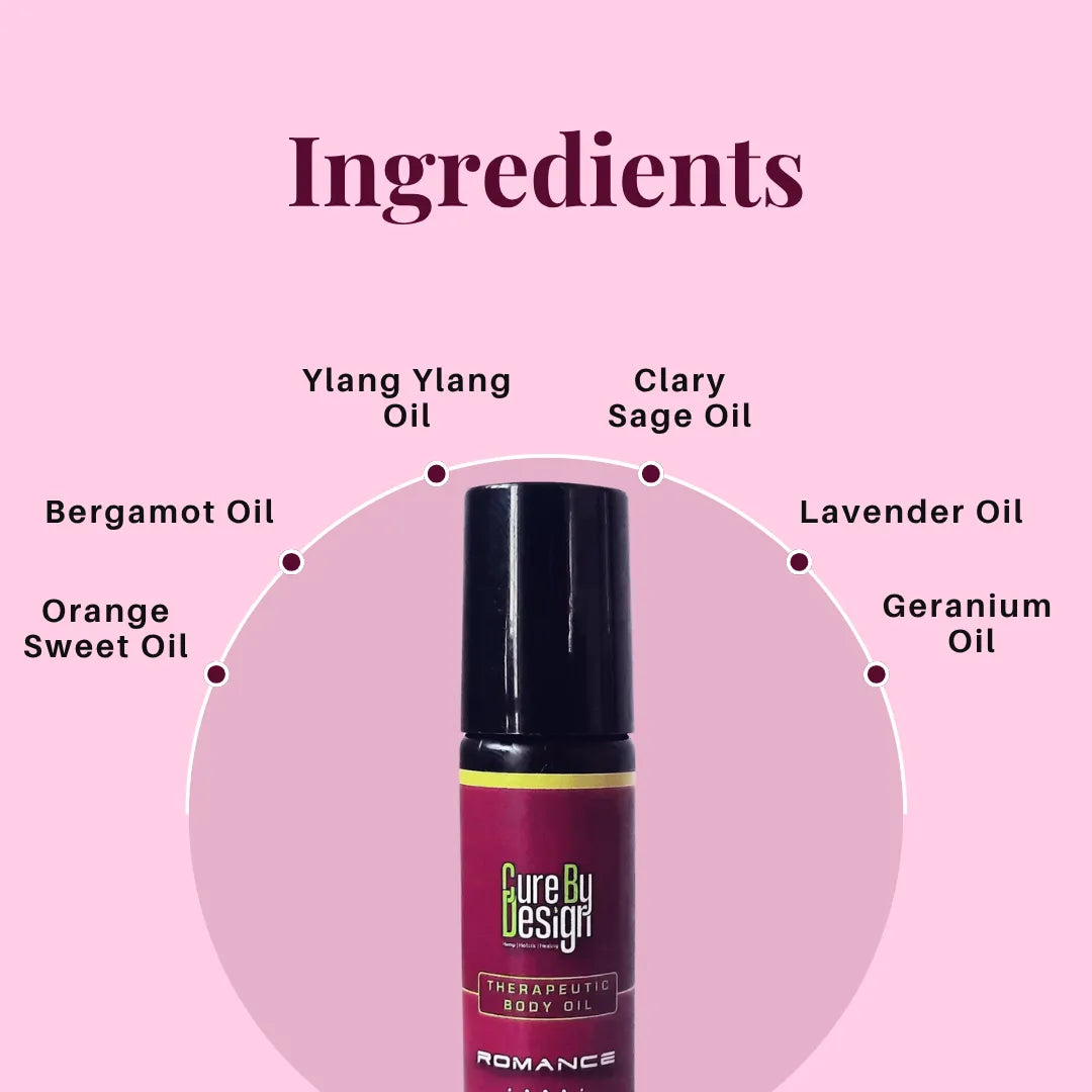 Cure By Design Therapeutic Body Oil Roll-On for Romance 10ml | Natural Aphrodisiac Blend.