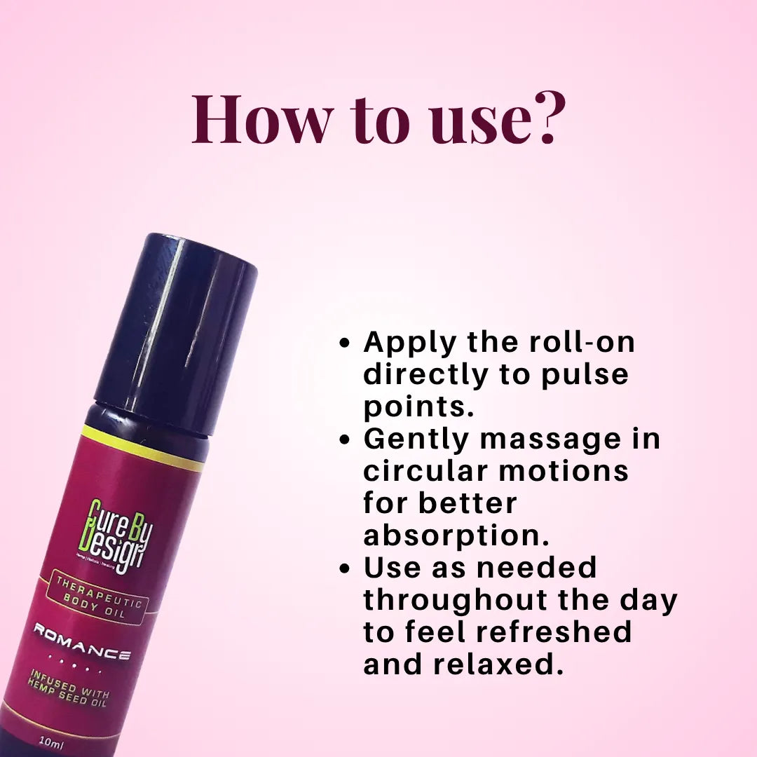 Cure By Design Therapeutic Body Oil Roll-On for Romance 10ml | Natural Aphrodisiac Blend.