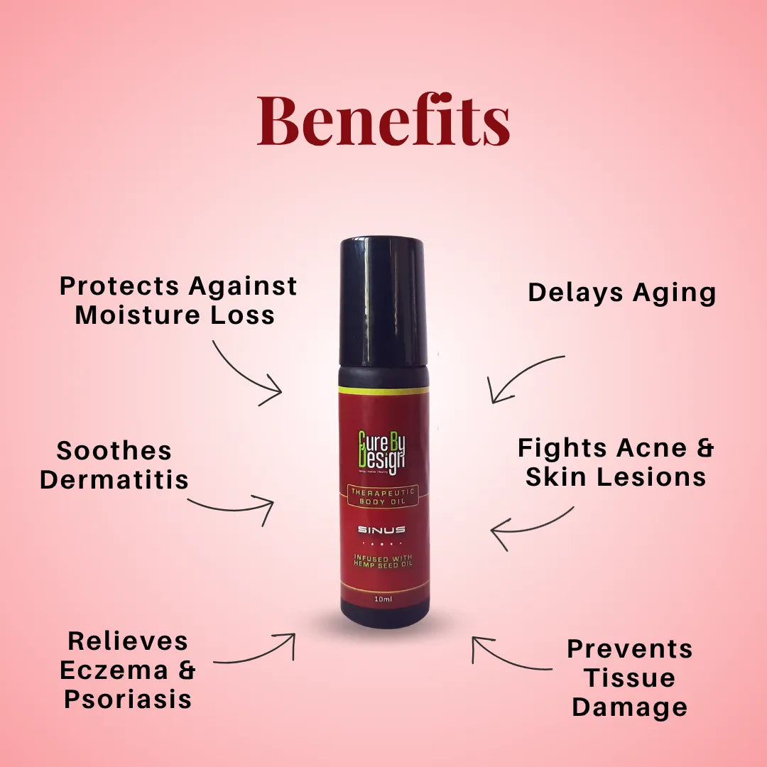 Cure By Design Therapeutic Body Oil Roll-On for Sinus Relief 10ml | Natural Aromatherapy Blend.