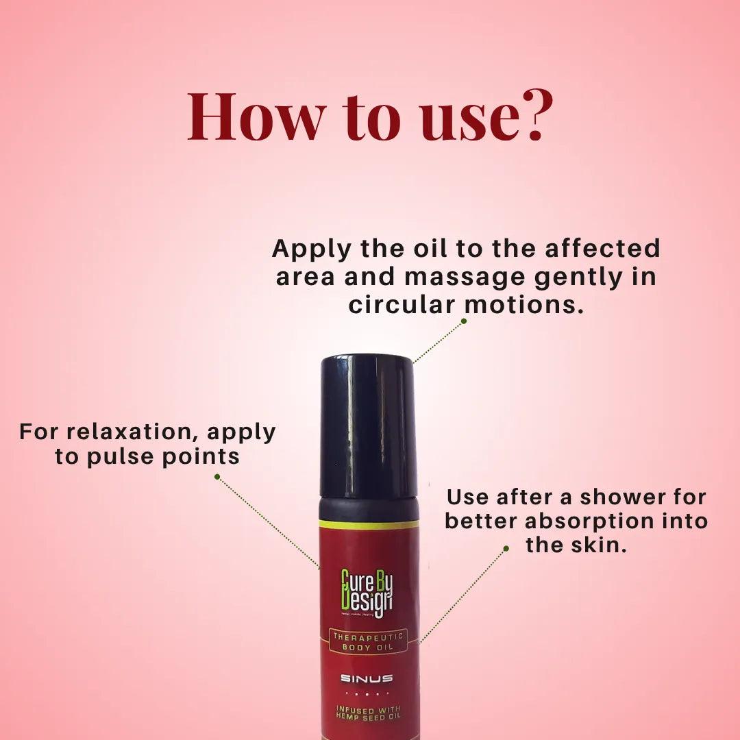 Cure By Design Therapeutic Body Oil Roll-On for Sinus Relief 10ml | Natural Aromatherapy Blend.