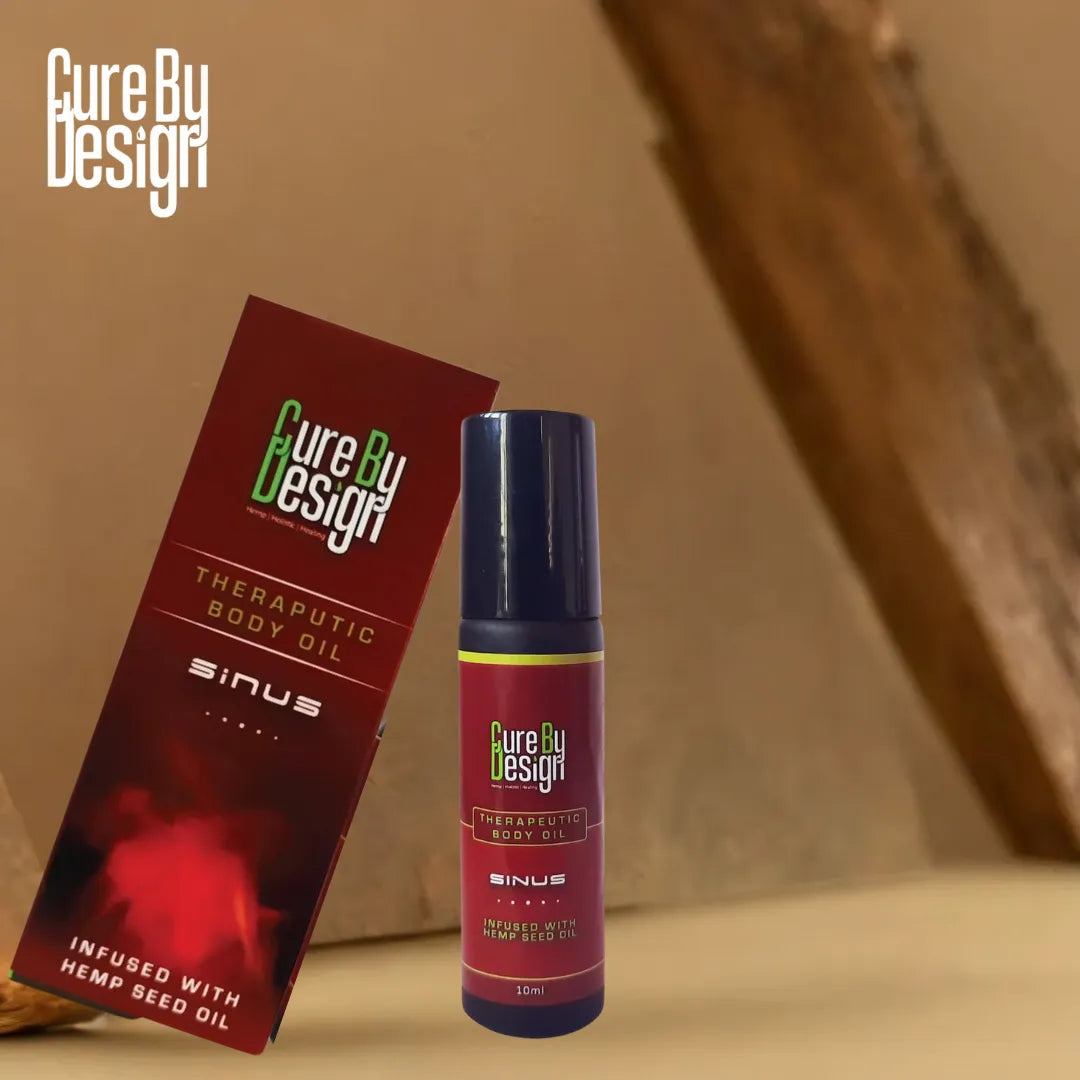 Cure By Design Therapeutic Body Oil Roll-On for Sinus Relief 10ml | Natural Aromatherapy Blend.
