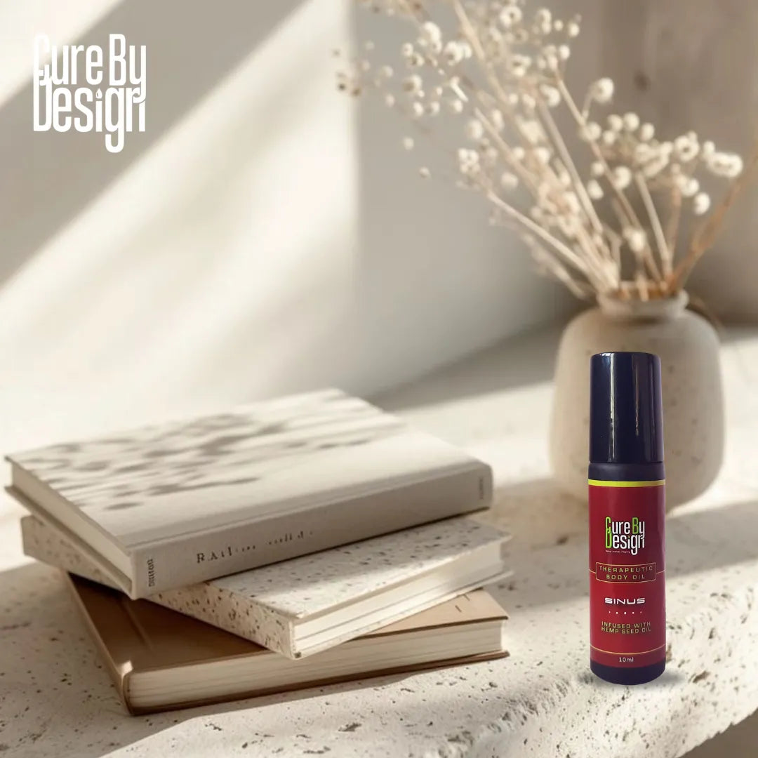 Cure By Design Therapeutic Body Oil Roll-On for Sinus Relief 10ml | Natural Aromatherapy Blend.