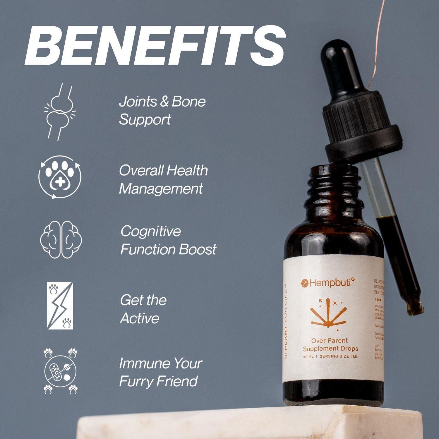 Hempbuti Overparent Supplement Drops For Small Pets 30 Ml.