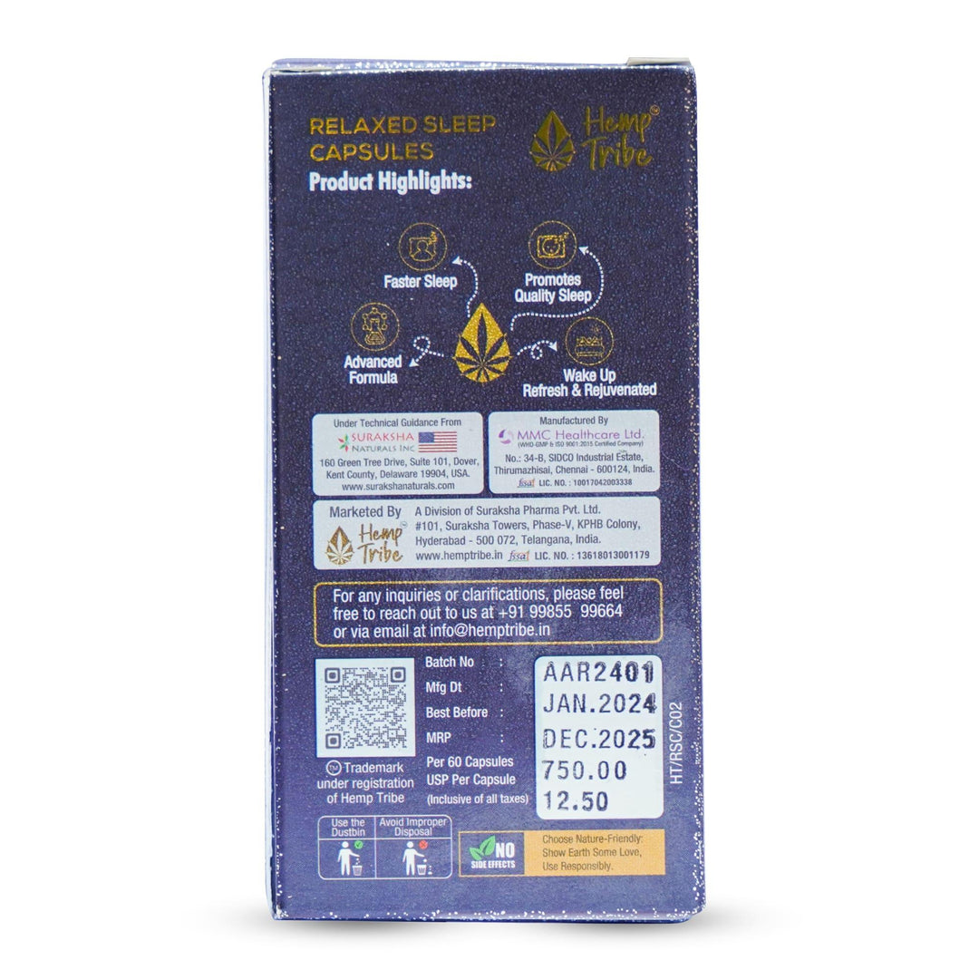 Hemp Tribe- Relaxed sleep CapsulesCapsulesHemp Tribe Relaxed Capsules - Natural Sleep Aid | Quality Rest