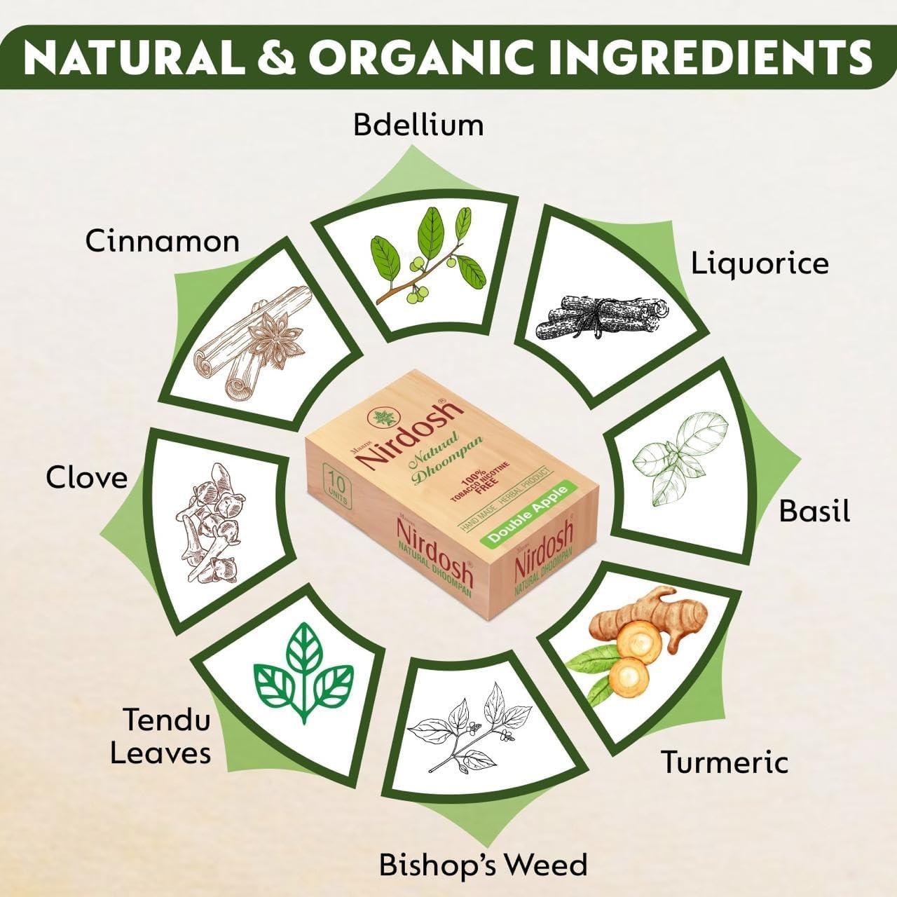 Nirdosh Herbal Smoke Sticks Double Apple Flavor | 100% Tobacco & Nicotine-Free Ayurvedic Dhoompan.