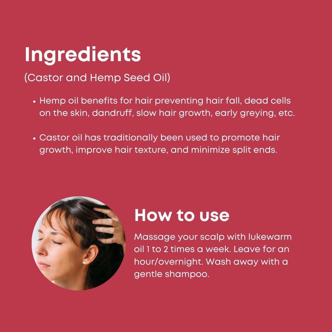 Health Horizons Hair Care | Cold Pressed Hair oil | Castor and Hemp Seed Oil | For Men and Women - 100mlHemp Hair OilHemp Hair Oil for Nourished Hair | Hair Oil for Men and Women | CSIN