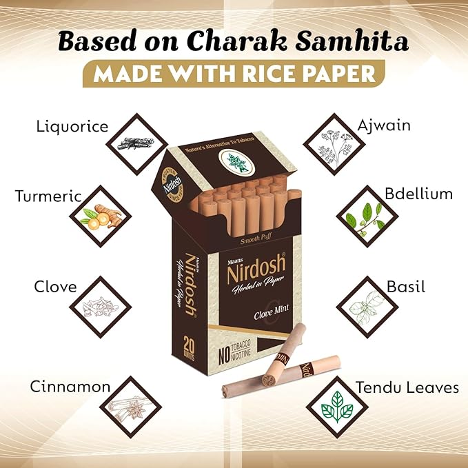 Nirdosh Herbal Smoke Sticks – Clove Mint | Tobacco & Nicotine-Free Herbal Cigarette
