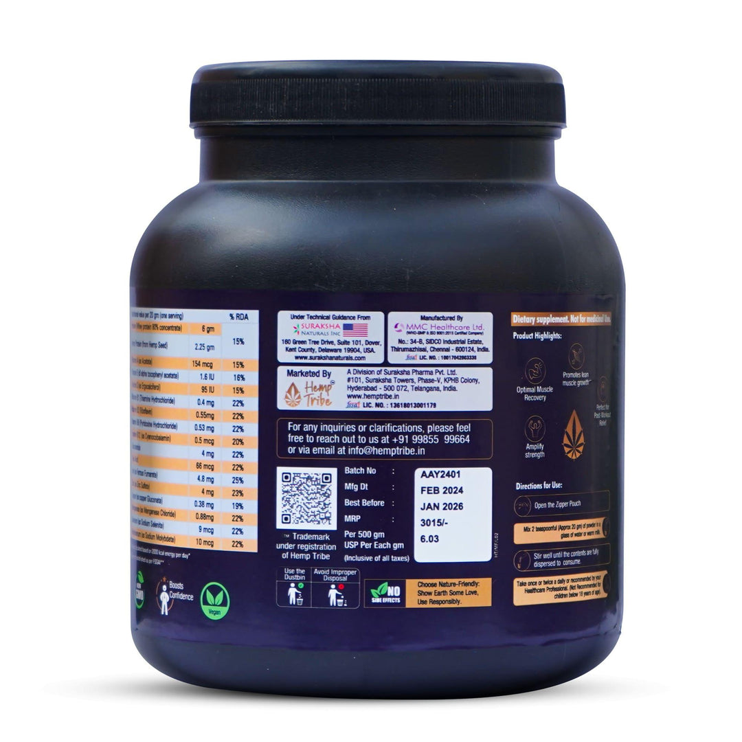 Hemp Tribe- MuscleFit | Natural Nutrition for Muscle Growth and RecoveryMultivitamin SupplementsHemp Tribe MuscleFit - Hemp Protein Recovery | Natural Nutrition