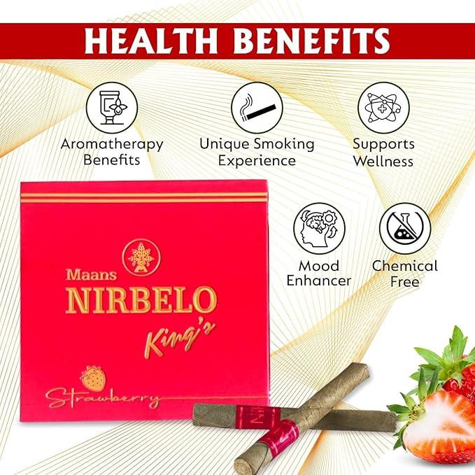 Nirdosh King’s Herbal Cigar – Strawberry Flavor | Tobacco & Nicotine Free | 95mm 5 Cigars Pack.
