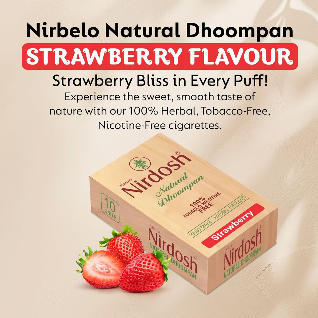 Nirdosh Herbal Smoke Sticks – Strawberry Flavor | 100% Tobacco & Nicotine-Free (Pack of 10)