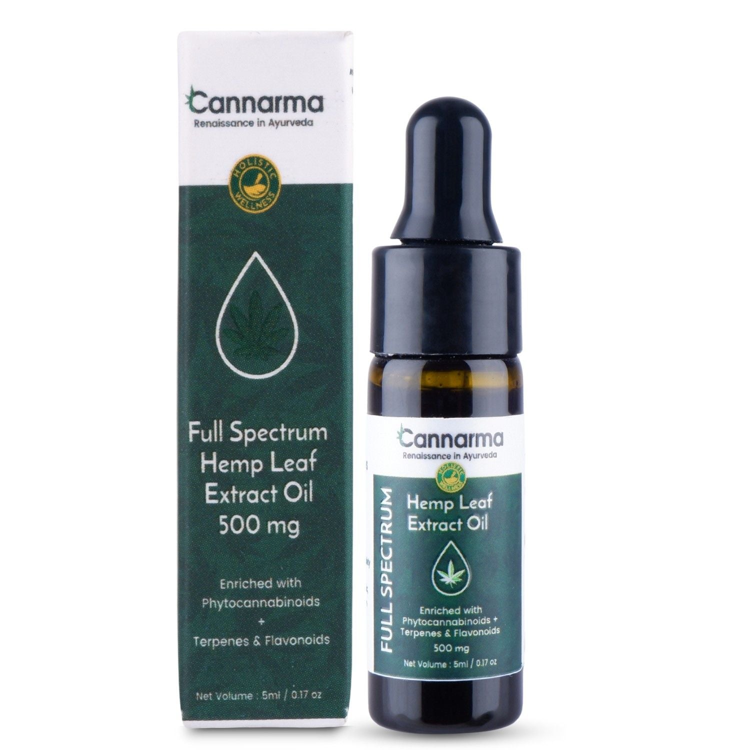 Cannarma Ultra premium Full Spectrum Cannabis Leaf Extract Oil 10ml 5% (500mg) - CBD Store India