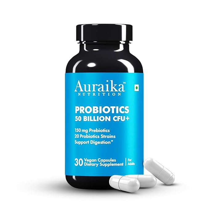 Auraika Nutrition Probiotics for Gut Health | 50 Billion CFU Probiotics Supplement for Bloating & Gas Relief