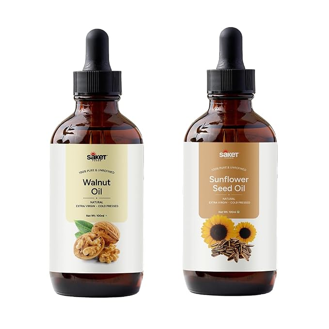 Saket Foods Walnut & Sunflower Seed Oil Combo - Cold Pressed | 100ml Each