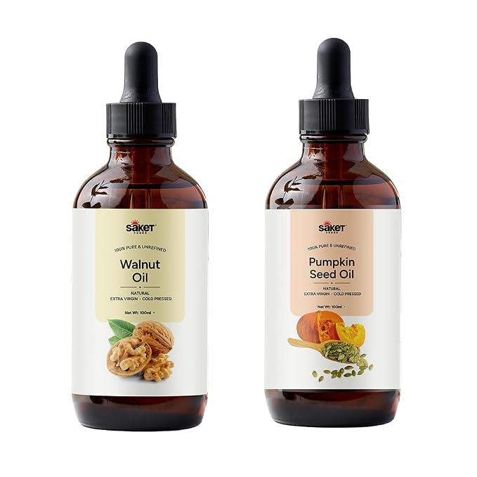 Saket Foods Walnut & Pumpkin Seed Oil Combo - Cold Pressed | 100ml Each